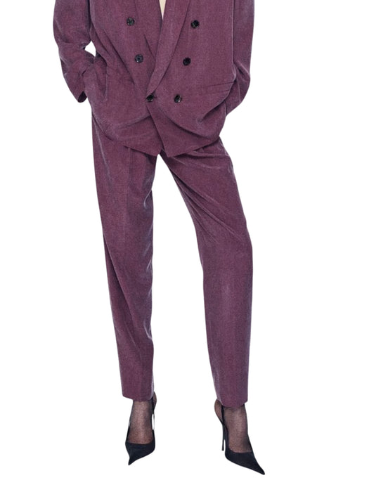 Pleated silk-habotai straight-leg pants<BR/> 856580 Y6J785060 SAINT LAURENT 