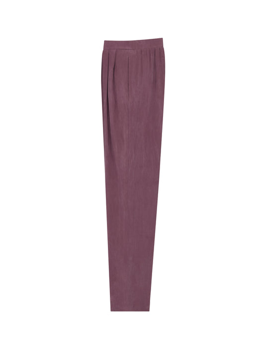 Pleated silk-habotai straight-leg pants<BR/> 856580 Y6J785060 SAINT LAURENT 