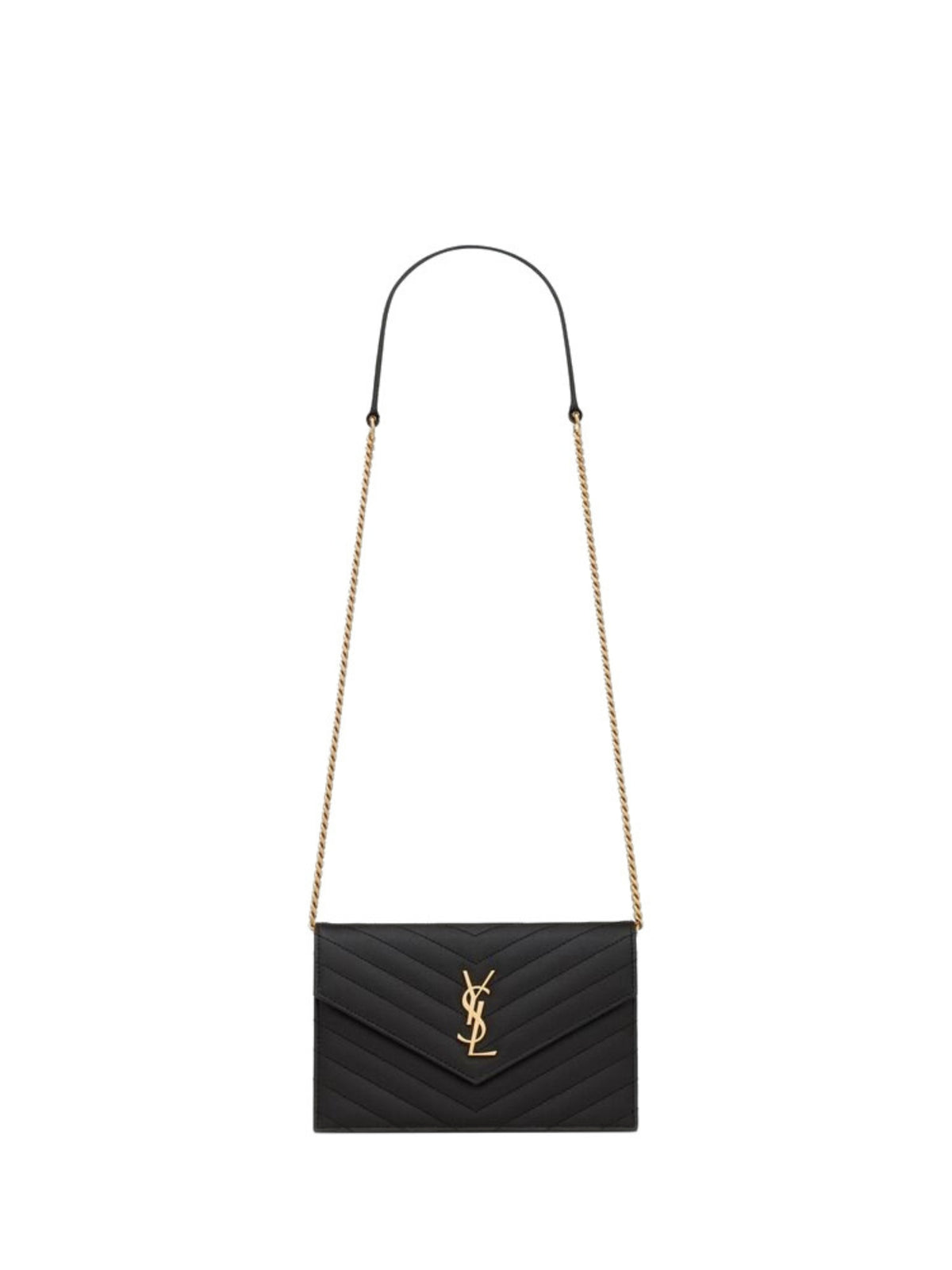 CASSANDRE ENVELOPE CHAIN WALLET IN GRAIN DE POUDRE LEATHER 857605 BOW011000 SAINT LAURENT 