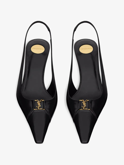 Babylone Breteuil slingback pumps in smooth leather 858966 AAEHI1000 SAINT LAURENT 
