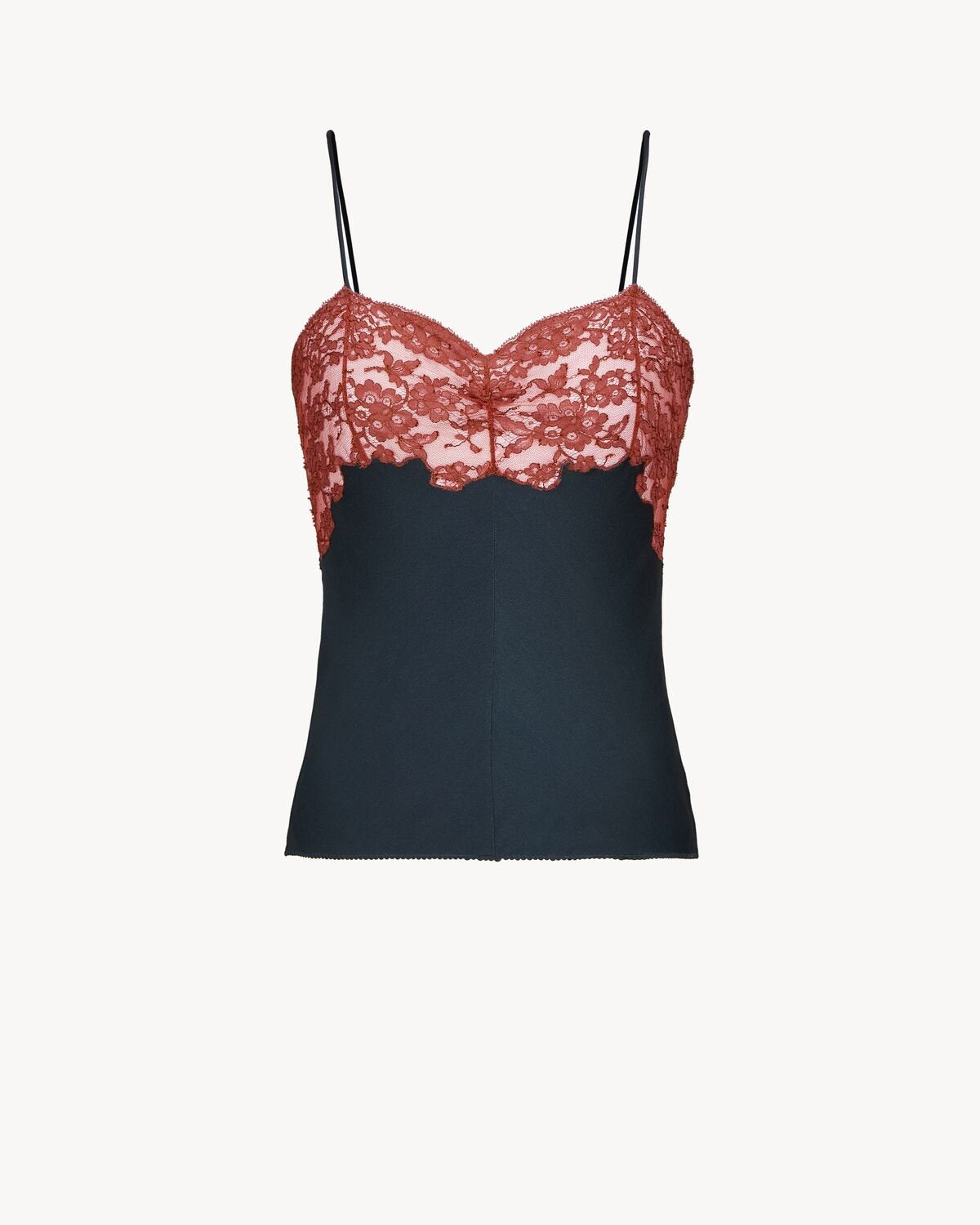 Laced camisole in silk satin 859694 Y7G271102 SAINT LAURENT 