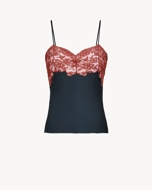Laced camisole in silk satin 859694 Y7G271102 SAINT LAURENT 