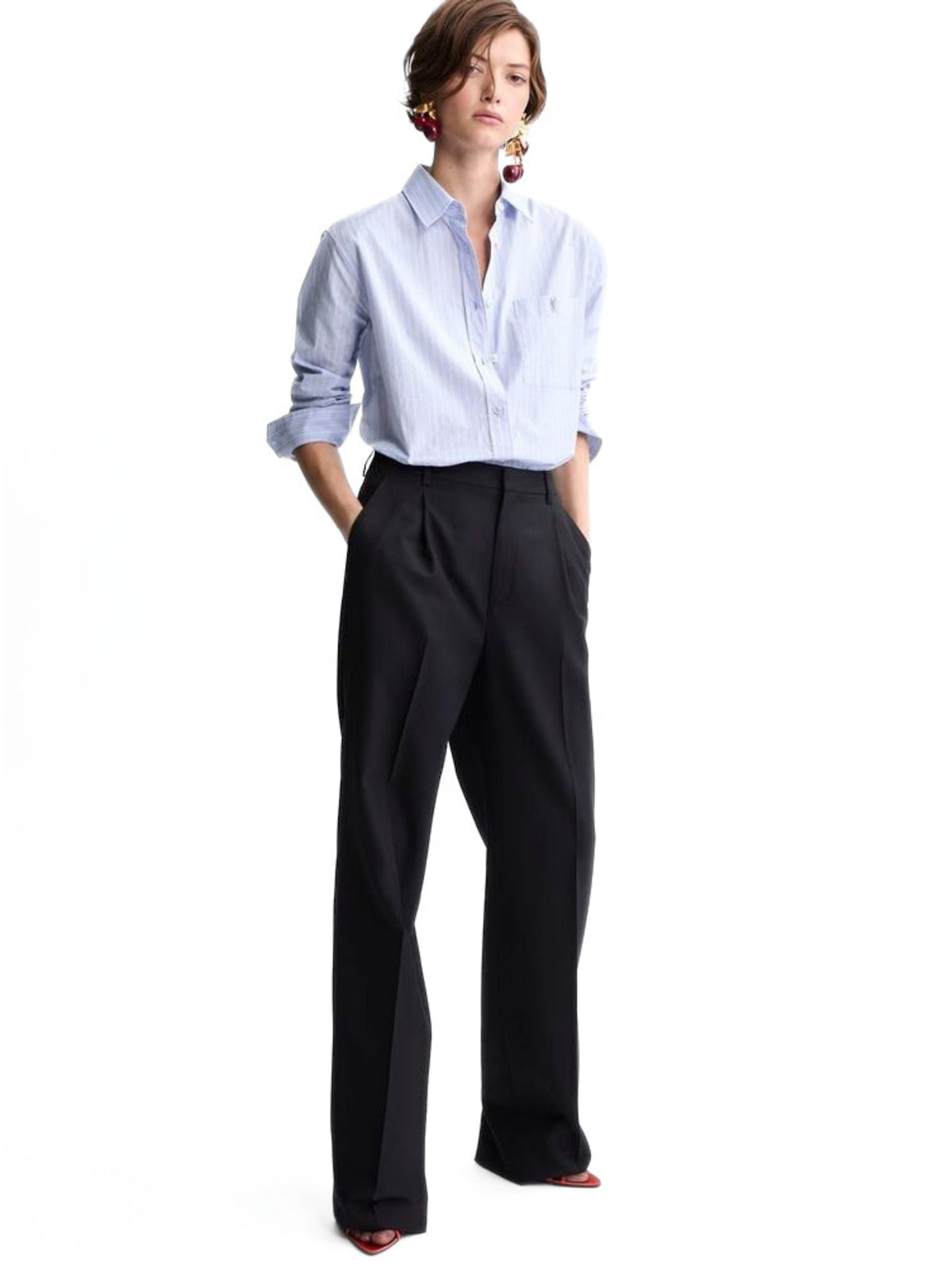 CASSANDRE shirt in striped cotton poplin 861080 Y7J664427 SAINT LAURENT 