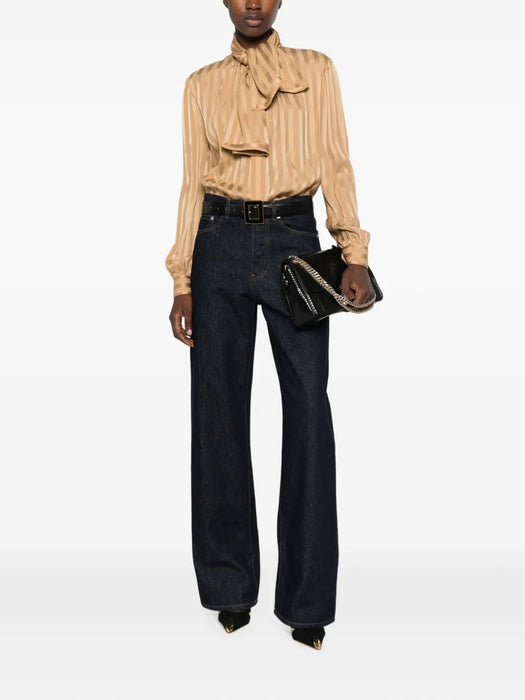 Striped pussy-bow blouse 873576 Y7J472601 SAINT LAURENT 