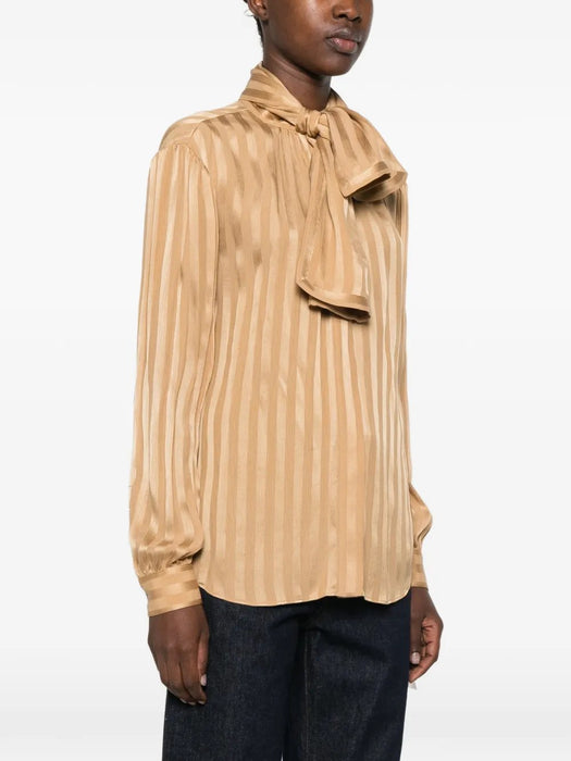 Striped pussy-bow blouse 873576 Y7J472601 SAINT LAURENT 