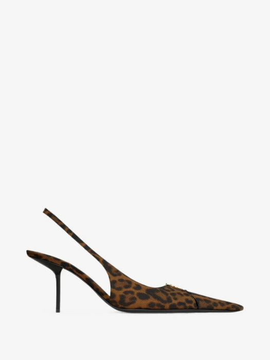 Babylone Breteuil slingback pumps in leopard grosgrain A001KI AAC9R2038 SAINT LAURENT 