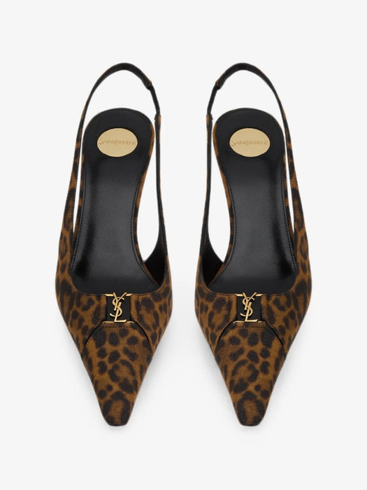 Babylone Breteuil slingback pumps in leopard grosgrain A001KI AAC9R2038 SAINT LAURENT 