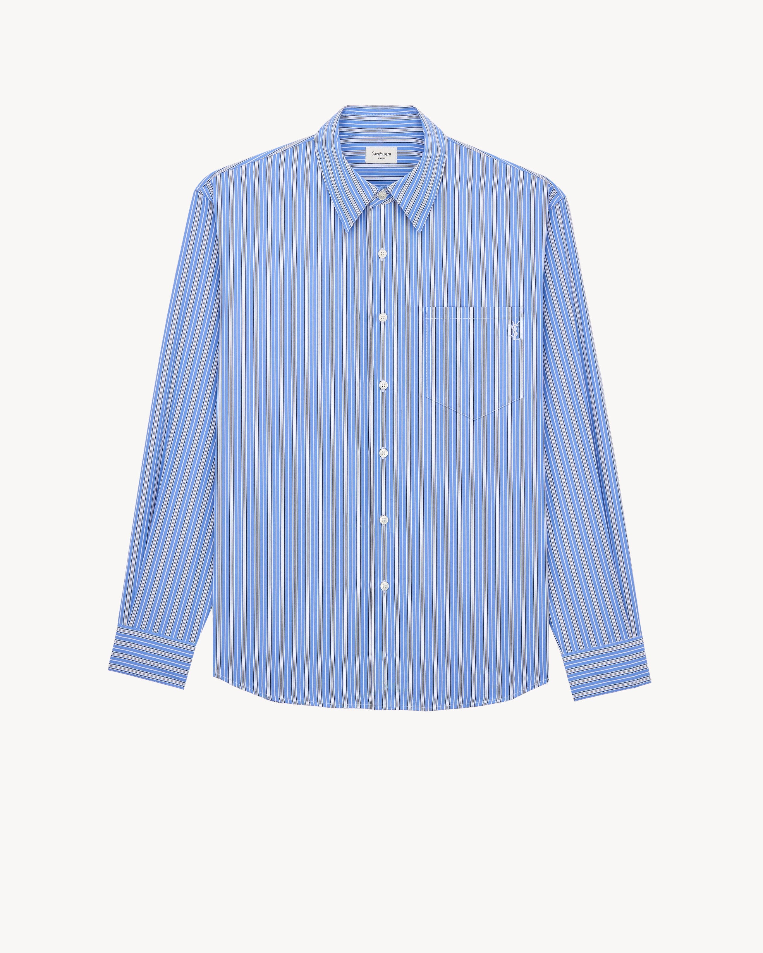 Cassandre shirt in striped cotton poplin A001QB Y2O084272 SAINT LAURENT 
