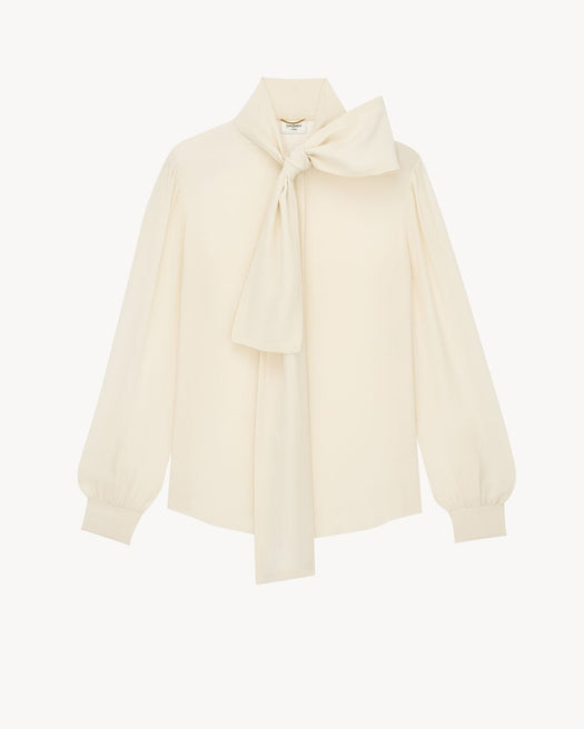 Lavallière blouse in silk crepe de chine A0020O Y100W9601 SAINT LAURENT 
