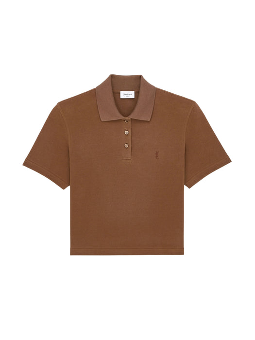 Cassandre cropped polo in cotton piqué A003I4 Y38EK2298 SAINT LAURENT 