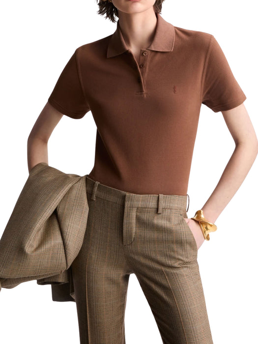 Cassandre cropped polo in cotton piqué A003I4 Y38EK2298 SAINT LAURENT 