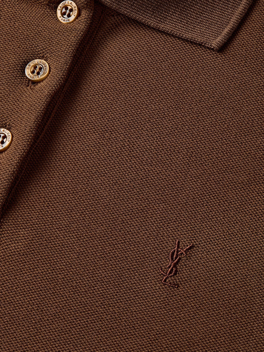 Cassandre cropped polo in cotton piqué A003I4 Y38EK2298 SAINT LAURENT 