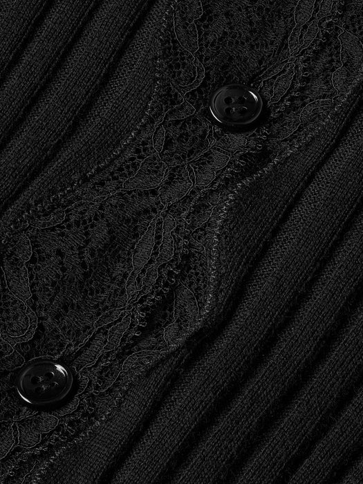 Laced Cardigan in Ribbed Wool, Cashmere, and Silk A00650 Y77PD1000 SAINT LAURENT 