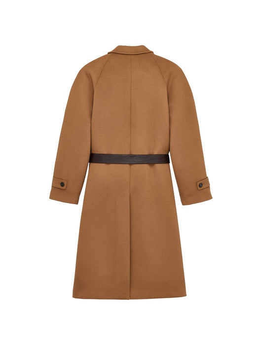 Belted balmacaan in double-face wool A007HY Y1O732577 SAINT LAURENT 