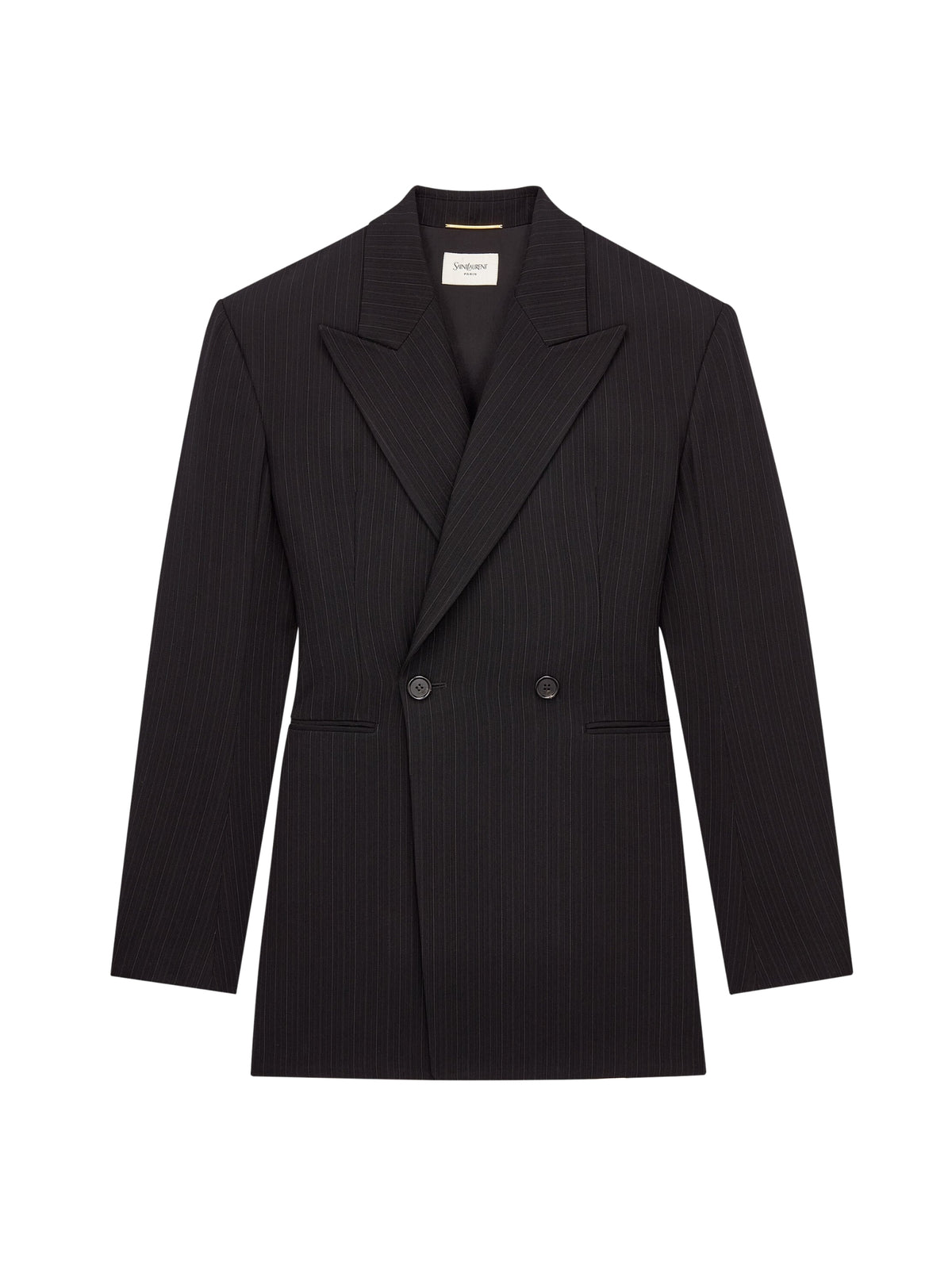 Double-breasted jacket in chalk-stripe wool mélange A007RP Y4L311003 SAINT LAURENT 