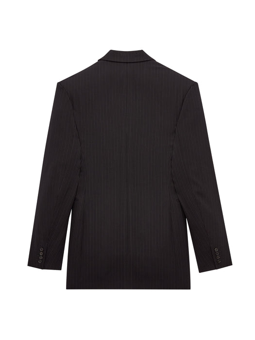 Double-breasted jacket in chalk-stripe wool mélange A007RP Y4L311003 SAINT LAURENT 
