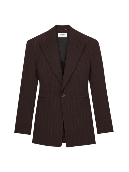 Single-breasted jacket in chalk-stripe wool mélange A008DL Y5L372084 SAINT LAURENT 