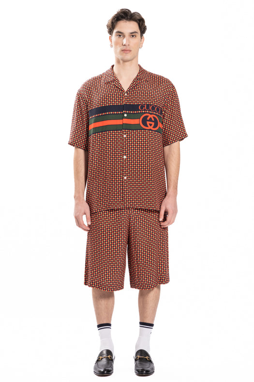 Geometric Houndstooth Bowling Shirt 731961 ZAL6I4956 GUCCI 