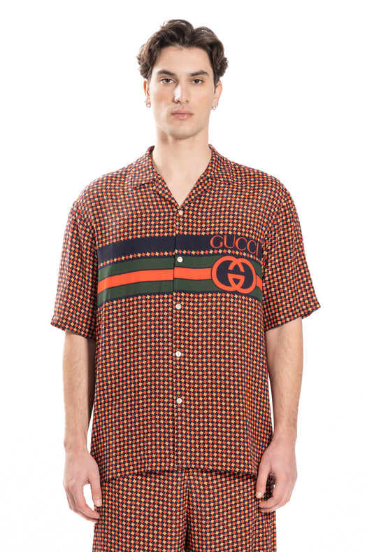 Geometric Houndstooth Bowling Shirt 731961 ZAL6I4956 GUCCI 