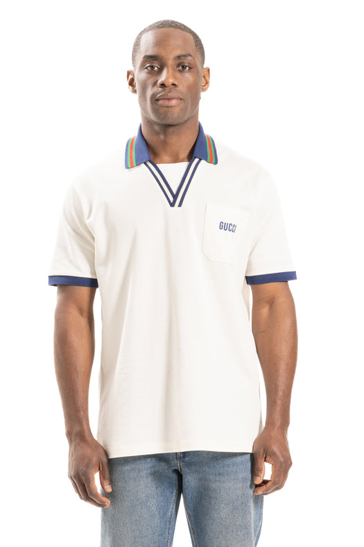 embroidered-logo polo top 737667 XJFGK9133 GUCCI 