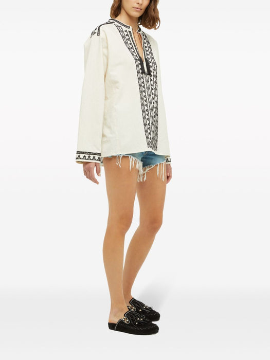 tassel-detail shirt LWGA013R24FAB001 0310 ALANUI 