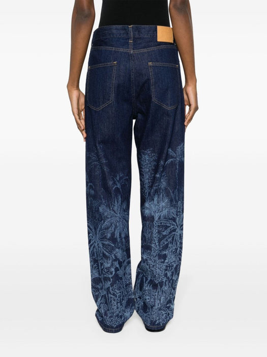 jungle toile de jouy straight-leg jeans LWYB002R24DEN001 4000 ALANUI 