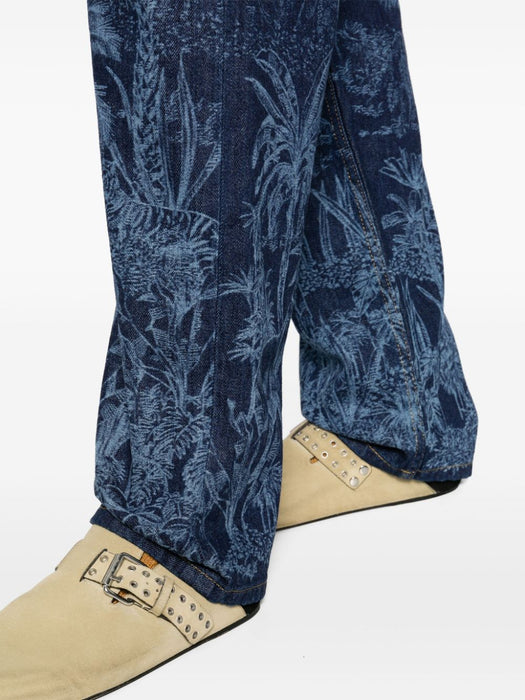 jungle toile de jouy straight-leg jeans LWYB002R24DEN001 4000 ALANUI 