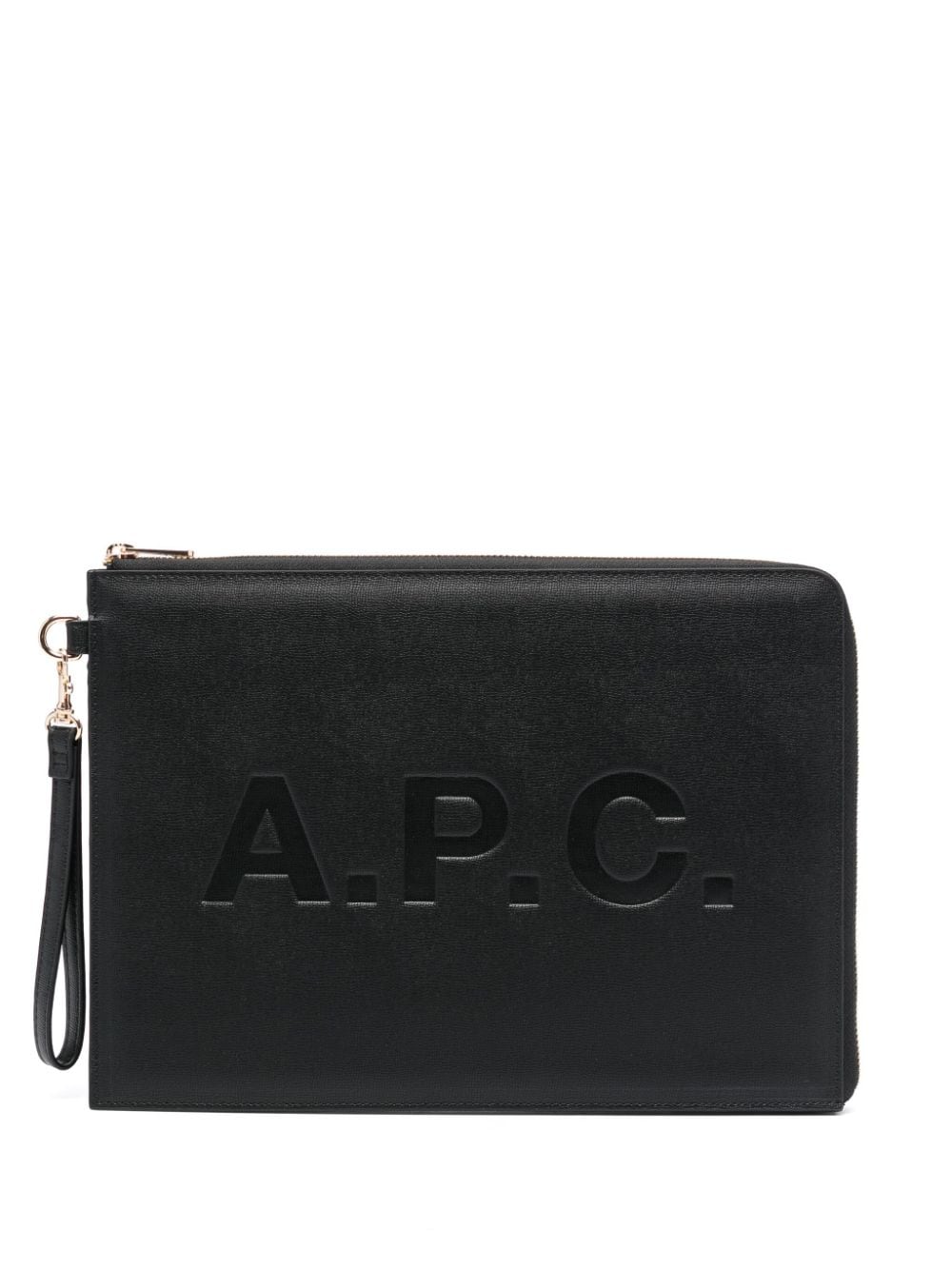 logo-debossed leather clutch bag<BR/> PUABLM63567 LZZ A.P.C 