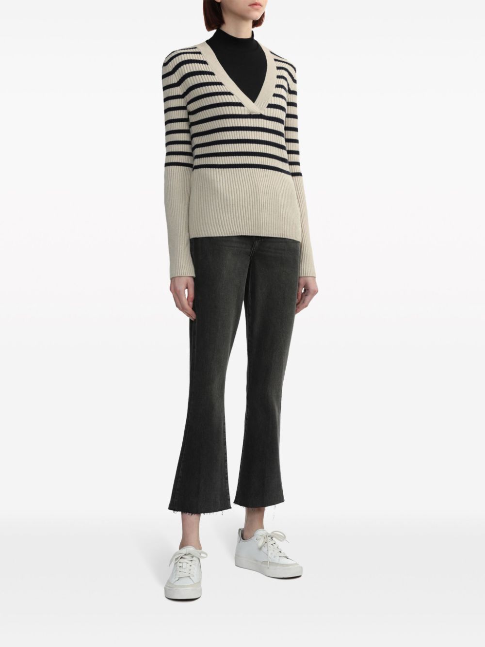 striped ribbed-knit jumper WSAAZF23293 ECRU DARK NAVY A.P.C 