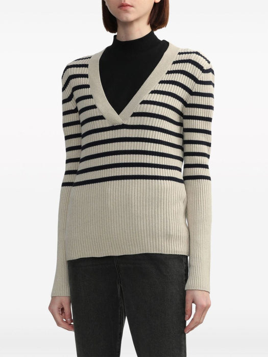 striped ribbed-knit jumper WSAAZF23293 ECRU DARK NAVY A.P.C 