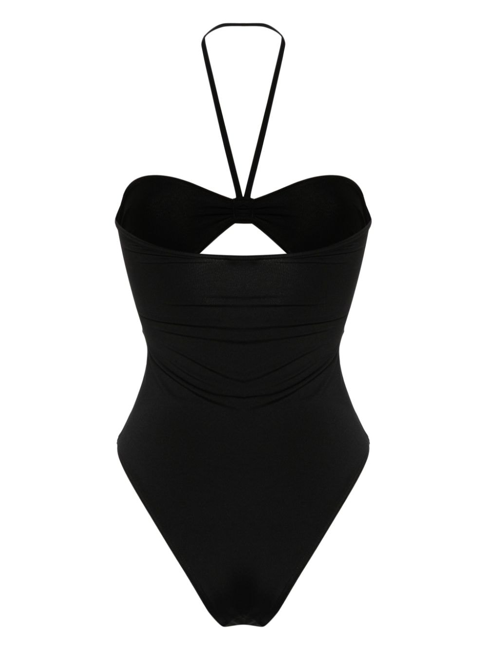 logo-plaque halterneck one-piece BKBU81760 001 BALMAIN 