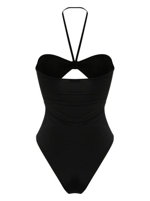 logo-plaque halterneck one-piece BKBU81760 001 BALMAIN 