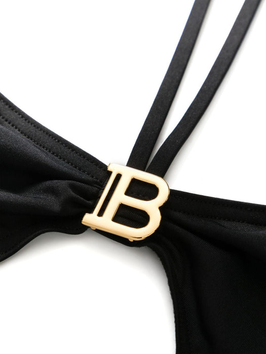 logo-plaque halterneck one-piece BKBU81760 001 BALMAIN 