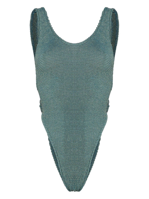 Alicia ring-detailing seersucker swimsuit BOUND037W BOTTLE GREEN LUREX BOND-EYE 
