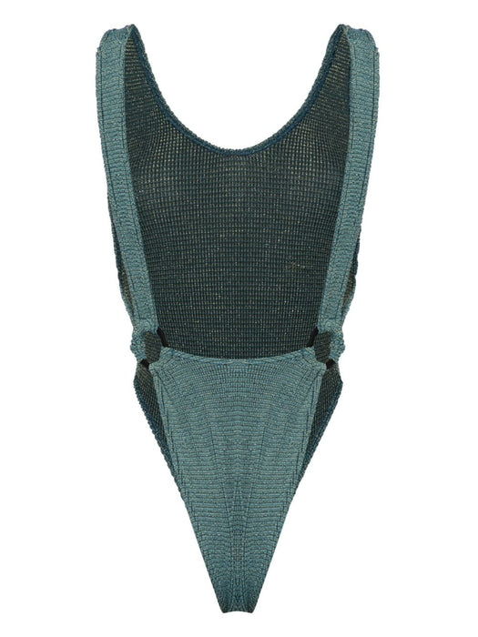 Alicia ring-detailing seersucker swimsuit BOUND037W BOTTLE GREEN LUREX BOND-EYE 