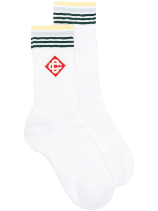 logo-intarsia striped socks APS24-ACC-010-04 DIAMOND CC STRIPE CASABLANCA 