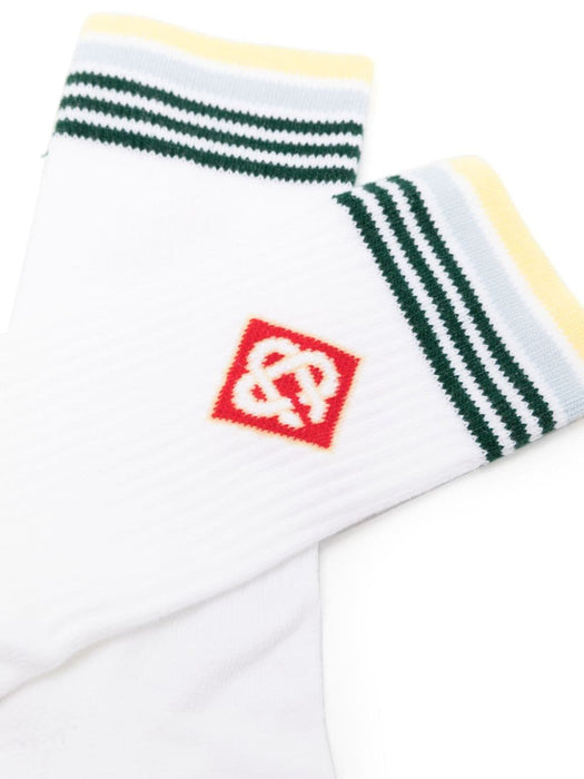 logo-intarsia striped socks APS24-ACC-010-04 DIAMOND CC STRIPE CASABLANCA 