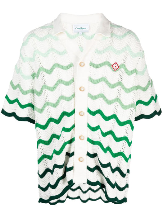 gradient wave crochet shirt U-MPS24-KW-584-01 GREEN WHITE CASABLANCA 