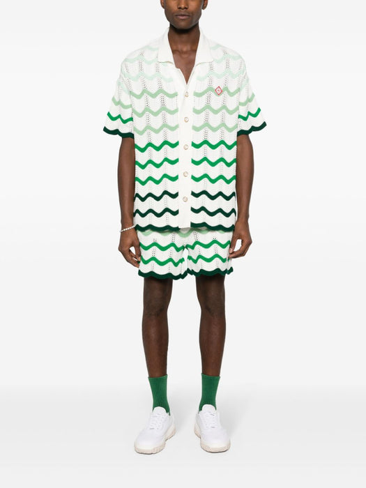 gradient wave crochet shirt U-MPS24-KW-584-01 GREEN WHITE CASABLANCA 