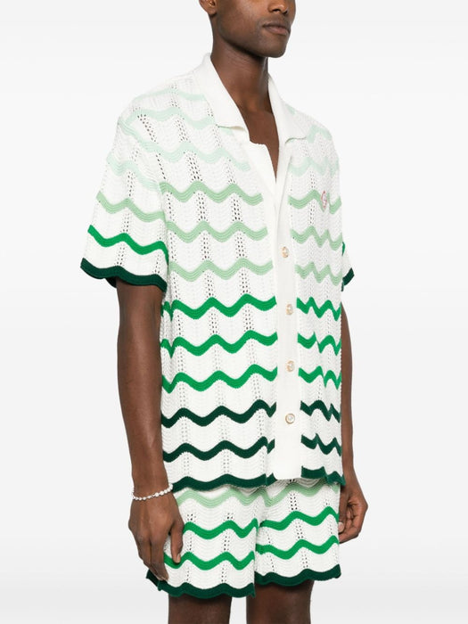 gradient wave crochet shirt U-MPS24-KW-584-01 GREEN WHITE CASABLANCA 