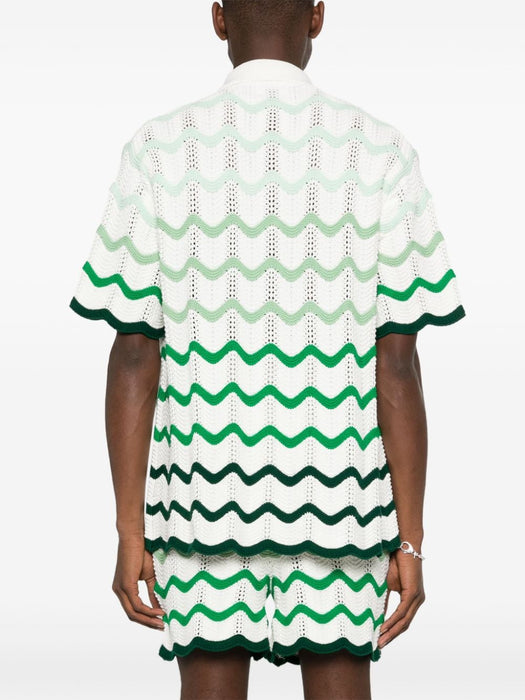 gradient wave crochet shirt U-MPS24-KW-584-01 GREEN WHITE CASABLANCA 