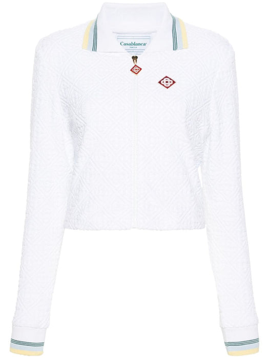 towelling-finish cropped bomber jacket WPS24-JTP-202-01 WHITE CASABLANCA 