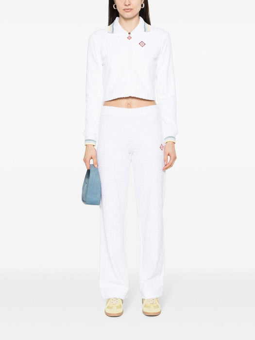 towelling-finish cropped bomber jacket WPS24-JTP-202-01 WHITE CASABLANCA 