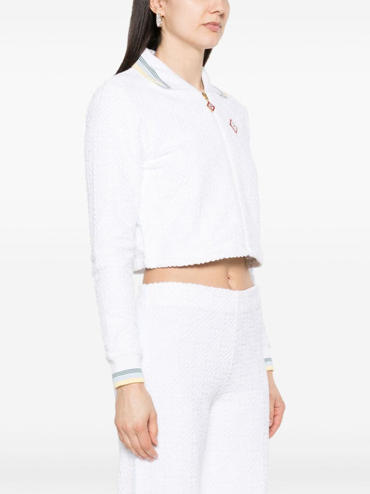 towelling-finish cropped bomber jacket WPS24-JTP-202-01 WHITE CASABLANCA 