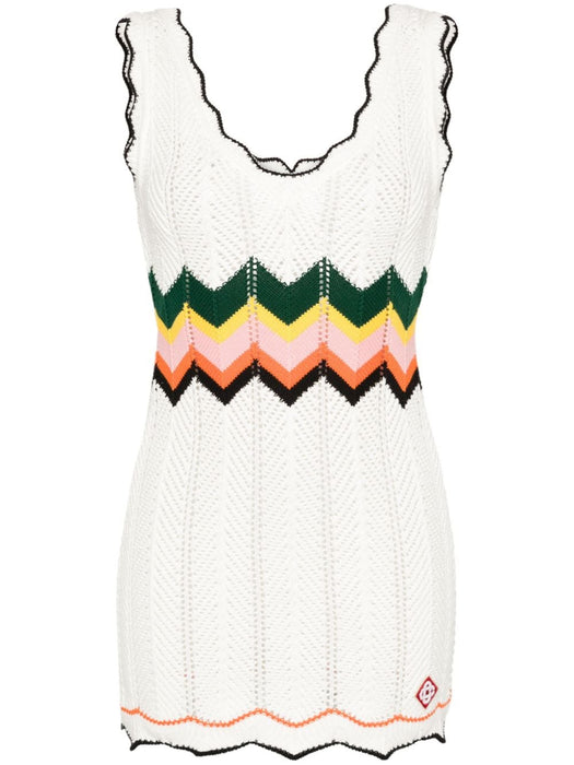 chevron-knit mini dress WS24-KW-646-01 WHITE MULTI CASABLANCA 