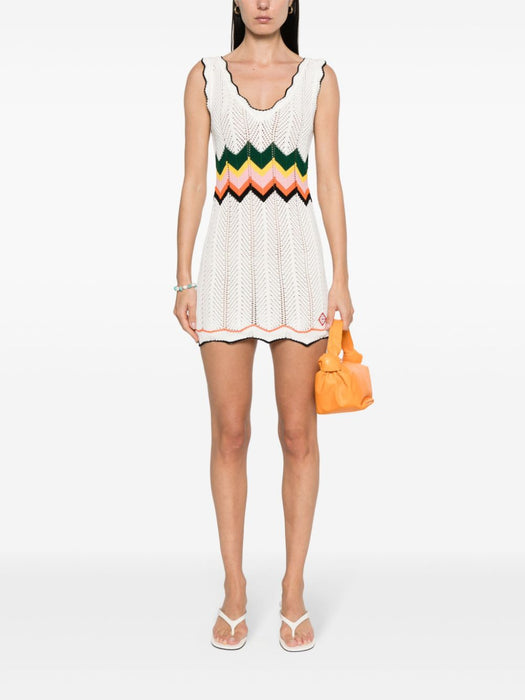 chevron-knit mini dress WS24-KW-646-01 WHITE MULTI CASABLANCA 