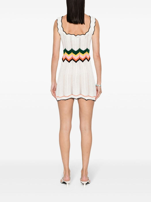chevron-knit mini dress WS24-KW-646-01 WHITE MULTI CASABLANCA 