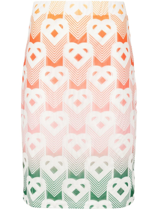logo-print mesh skirt WS24-SK-107-01 GRADIENT HEART MONOGRAM CASABLANCA 
