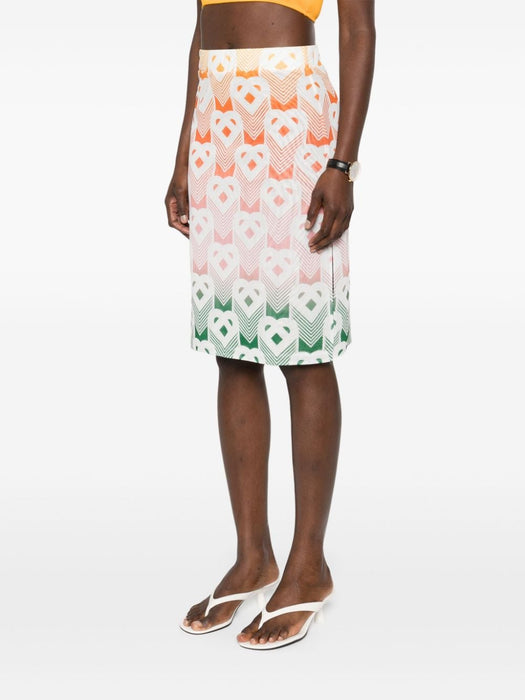 logo-print mesh skirt WS24-SK-107-01 GRADIENT HEART MONOGRAM CASABLANCA 