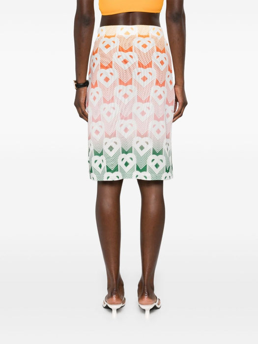 logo-print mesh skirt WS24-SK-107-01 GRADIENT HEART MONOGRAM CASABLANCA 